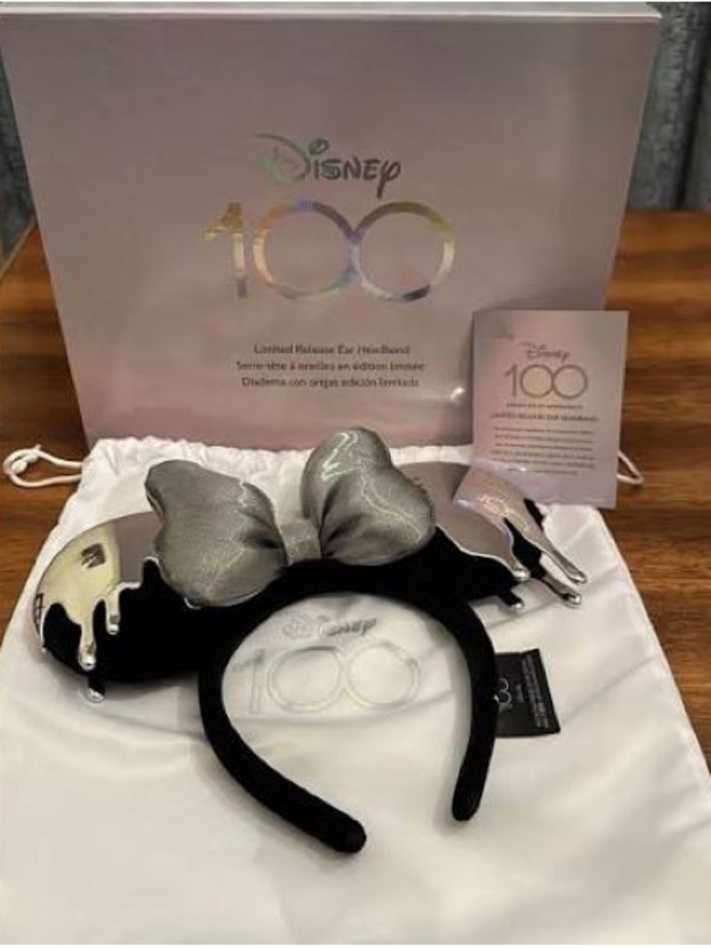 Disney100 Platinum Drip Minnie Ears Limited Release Box